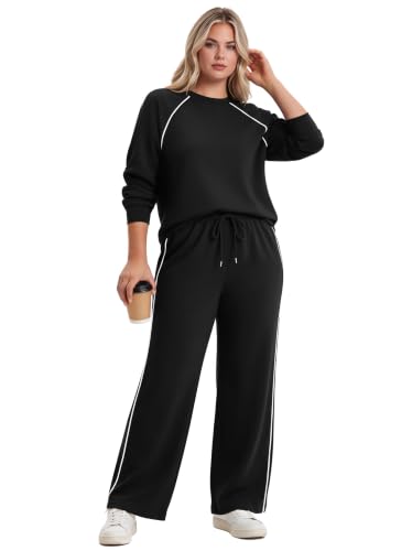 Ekoauer Lounge Sets for Women 2 Piece Sets Matching Wide Leg Pants Outfits