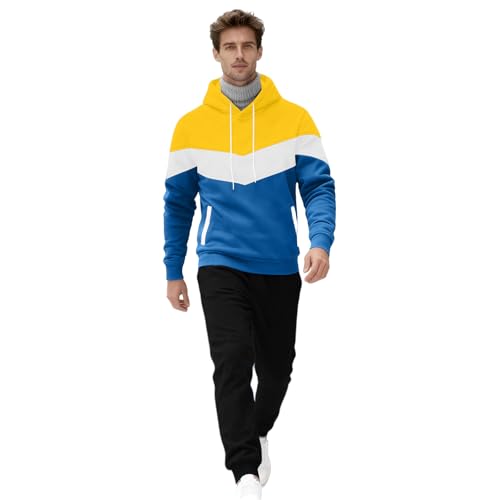 Vividcrate Track Suits for Men Set Long Sleeve Pullover Hoodie Mens Sweatsuits 2 Piece Set Elastic Waist Drawstring Jogging Suits for Men Casual Comfortable Fit Winter Activewear Clear M