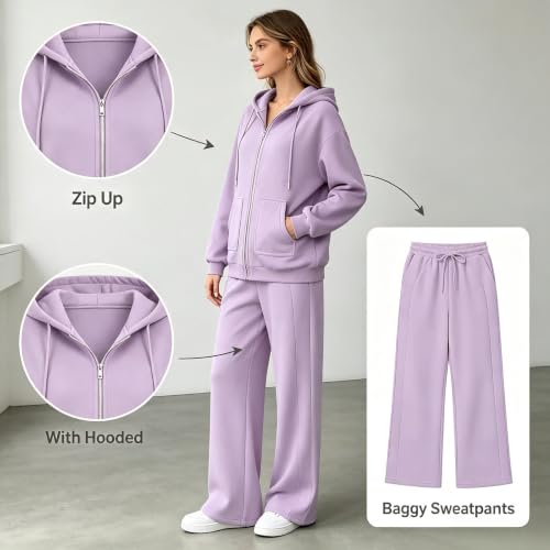 GOSEAGOTOFUN Track Suits for Women Set Full Zip Hoodie Sweatshirts Loose Jogger Sweatpants Fall Fashion Casual Sweatsuit