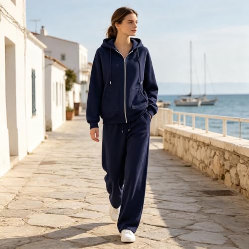 GOSEAGOTOFUN Track Suits for Women Set Full Zip Hoodie Sweatshirts Loose Jogger Sweatpants Fall Fashion Casual Sweatsuit