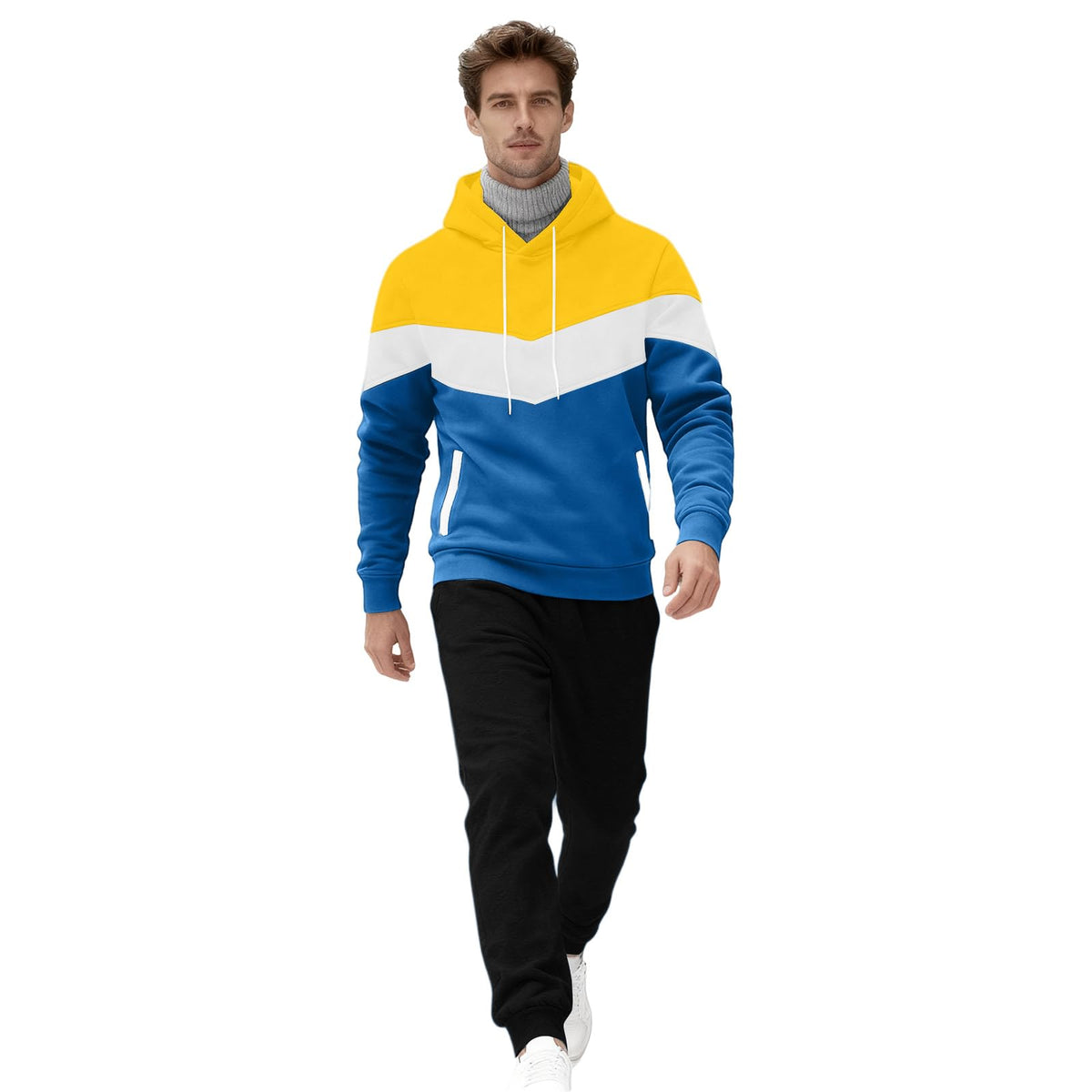 Vividcrate Track Suits for Men Set Long Sleeve Pullover Hoodie Mens Sweatsuits 2 Piece Set Elastic Waist Drawstring Jogging Suits for Men Casual Comfortable Fit Winter Activewear Clear M