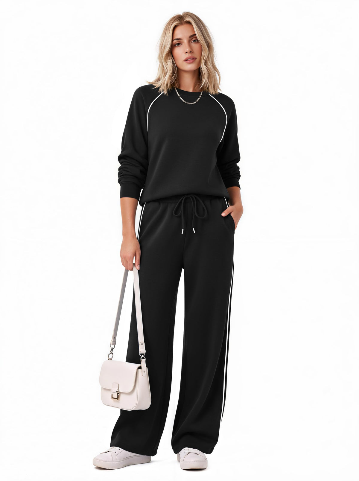 Ekoauer Lounge Sets for Women 2 Piece Sets Matching Wide Leg Pants Outfits