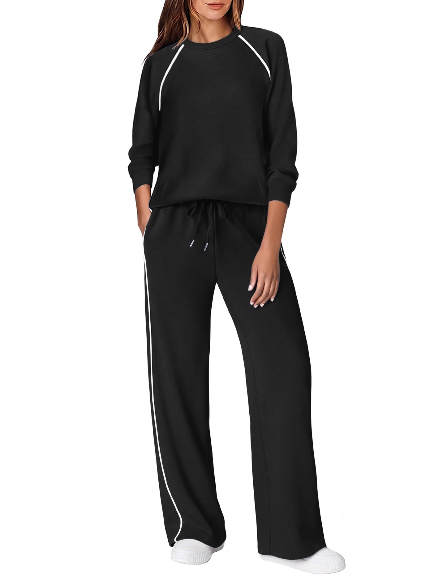 Ekoauer Lounge Sets for Women 2 Piece Sets Matching Wide Leg Pants Outfits