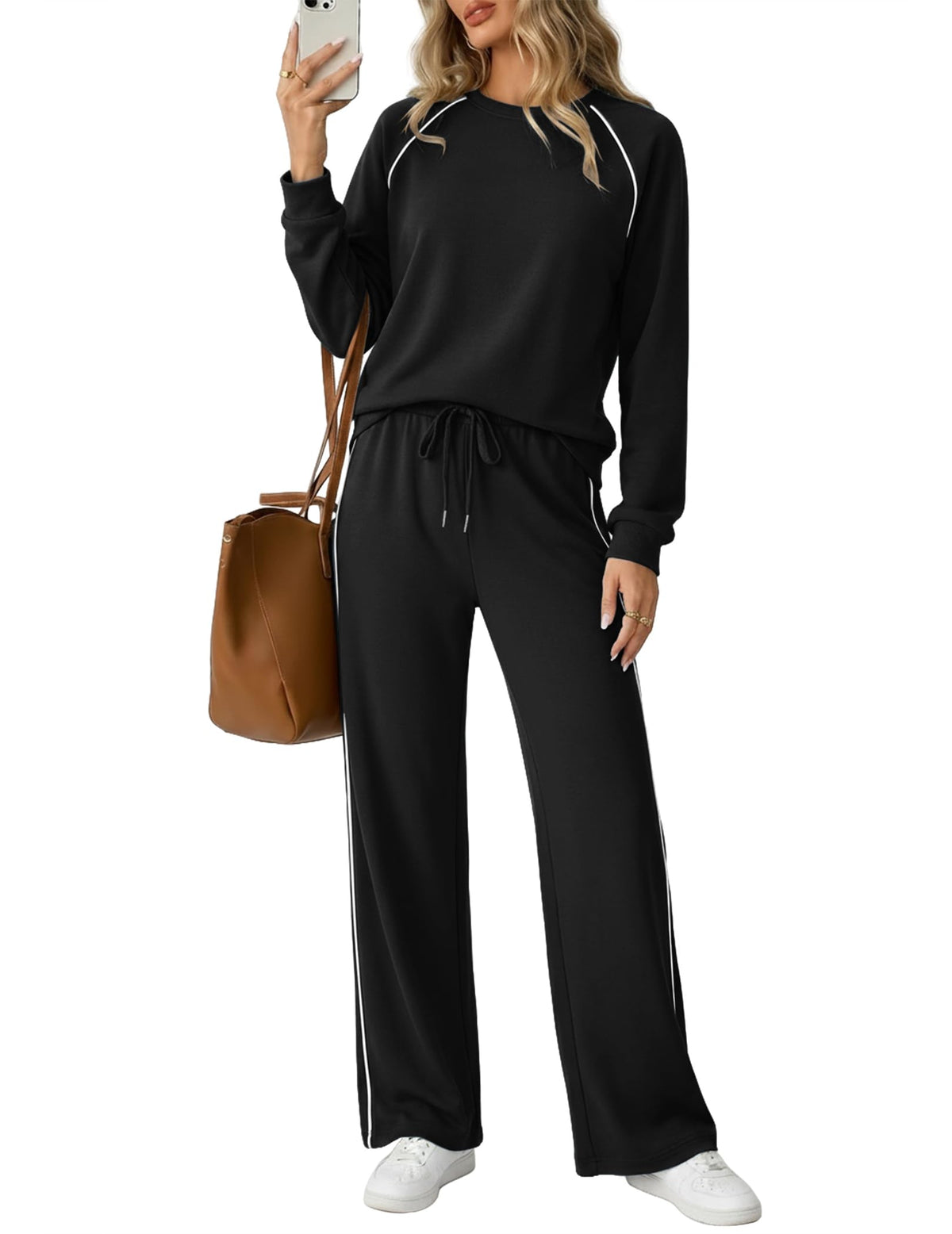 Ekoauer Lounge Sets for Women 2 Piece Sets Matching Wide Leg Pants Outfits