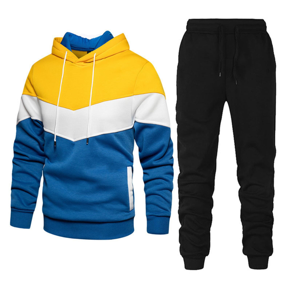 Vividcrate Track Suits for Men Set Long Sleeve Pullover Hoodie Mens Sweatsuits 2 Piece Set Elastic Waist Drawstring Jogging Suits for Men Casual Comfortable Fit Winter Activewear Clear M