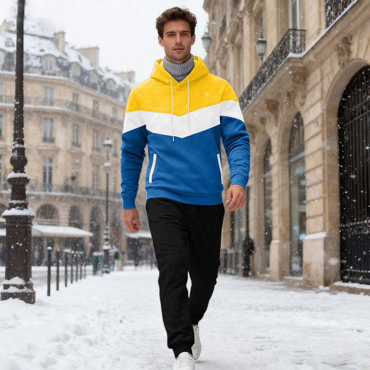 Vividcrate Track Suits for Men Set Long Sleeve Pullover Hoodie Mens Sweatsuits 2 Piece Set Elastic Waist Drawstring Jogging Suits for Men Casual Comfortable Fit Winter Activewear Clear M