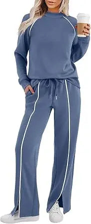 Ekoauer Lounge Sets for Women 2 Piece Sets Matching Wide Leg Pants Outfits