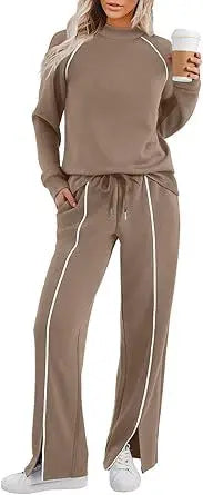 Ekoauer Lounge Sets for Women 2 Piece Sets Matching Wide Leg Pants Outfits