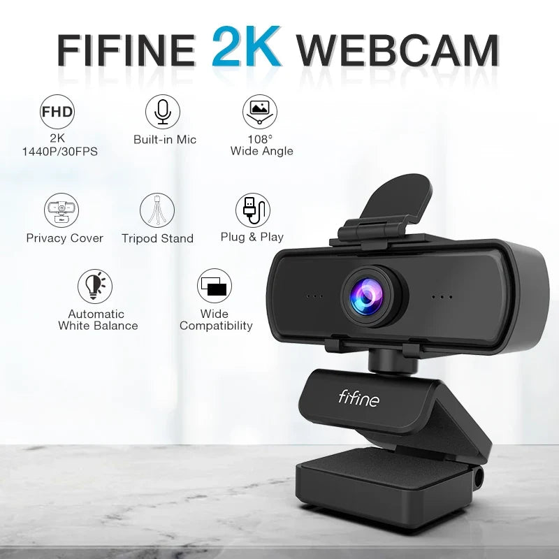 K420 1440p USB Webcam with Microphone & Tripod
