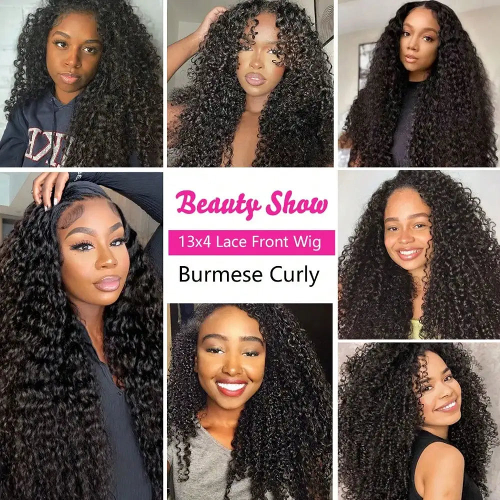 30 Inches Burmese Curly Virgin Hair Wig 13x4 Invisible HD Transparent Lace Front Pre Plucked Natural Hairline For Women