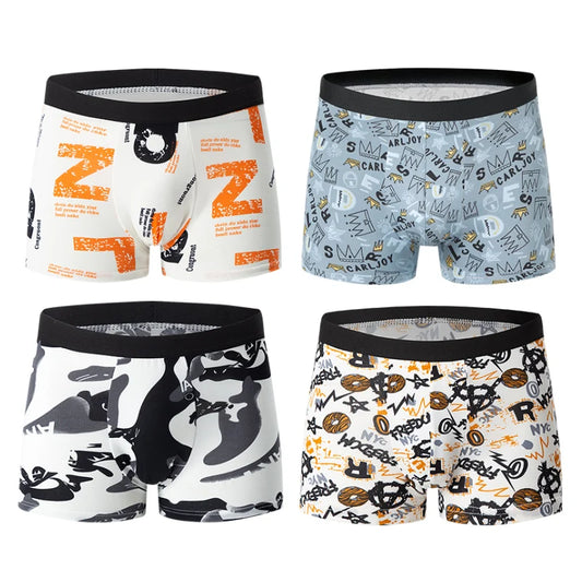 4/10piece Men's European And American Size Printed Fashionable Underwear Comfortable Plus Size Boxer Shorts Casual Sports Shorts