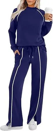 Ekoauer Lounge Sets for Women 2 Piece Sets Matching Wide Leg Pants Outfits