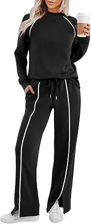 Ekoauer Lounge Sets for Women 2 Piece Sets Matching Wide Leg Pants Outfits