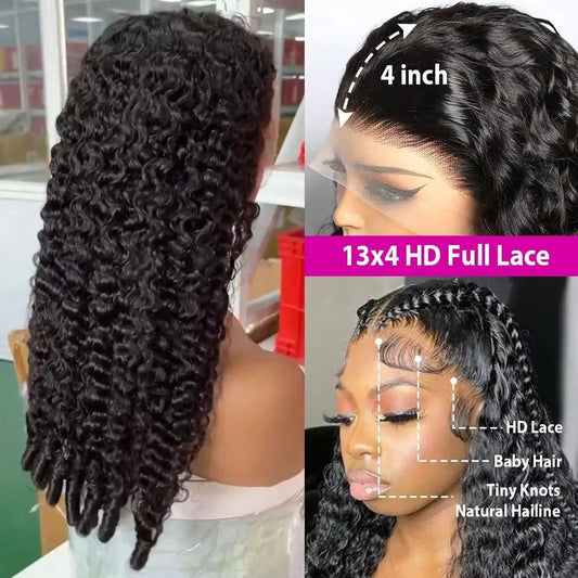 30 Inches Burmese Curly Virgin Hair Wig 13x4 Invisible HD Transparent Lace Front Pre Plucked Natural Hairline For Women
