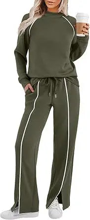 Ekoauer Lounge Sets for Women 2 Piece Sets Matching Wide Leg Pants Outfits
