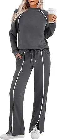 Ekoauer Lounge Sets for Women 2 Piece Sets Matching Wide Leg Pants Outfits