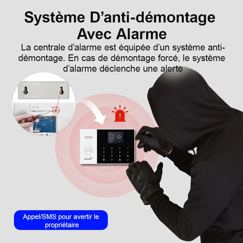PGST 4G WiFi Smart Wireless Burglar Anti Theft Alarm Security Kit Works with Tuya Works with Smart Life Mobile Phone Remote Arm Disarm Real Time Alarm Push Door Sensor Motion Detector Full Set Smart Home Safety Device Europe House Shop Garage