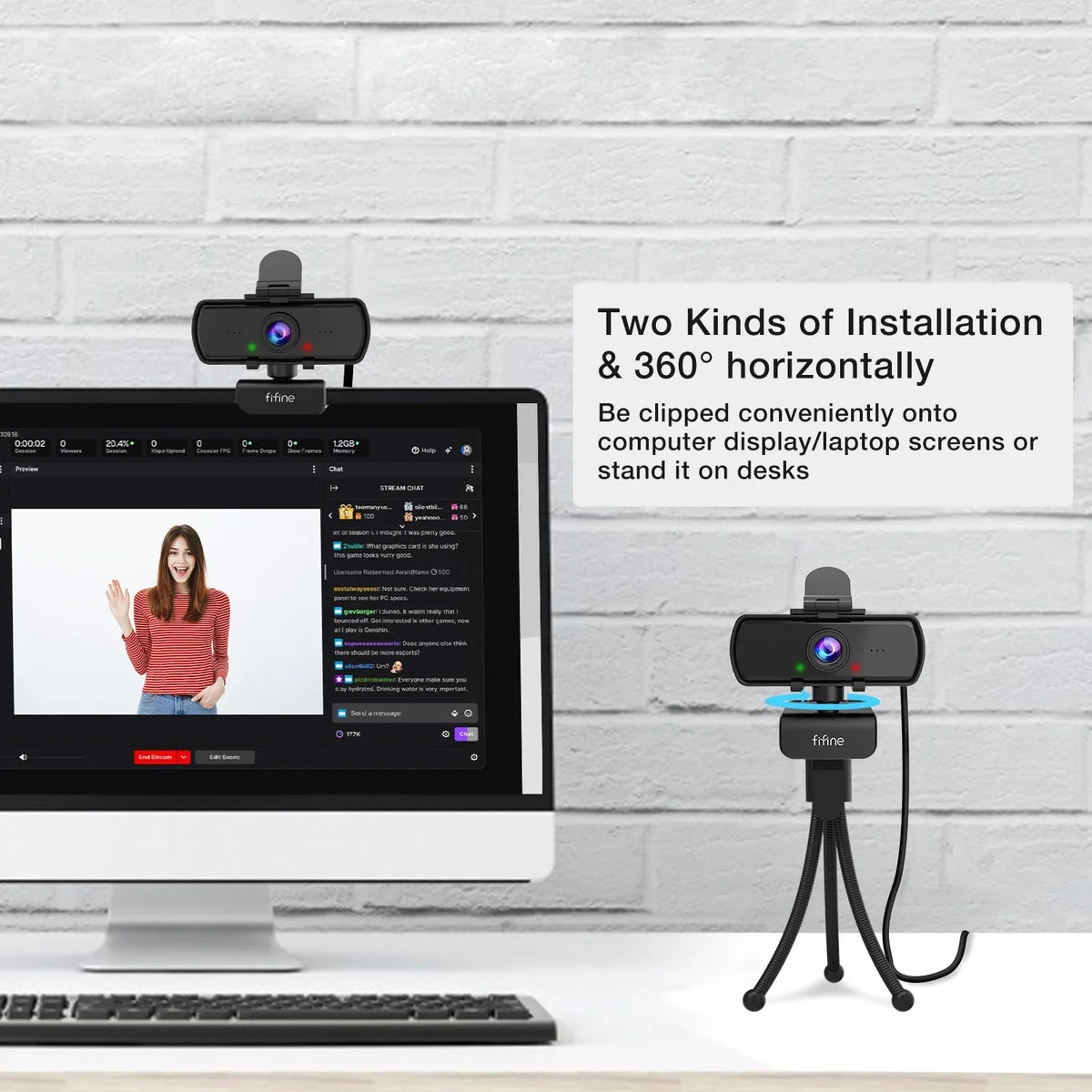 K420 1440p USB Webcam with Microphone & Tripod